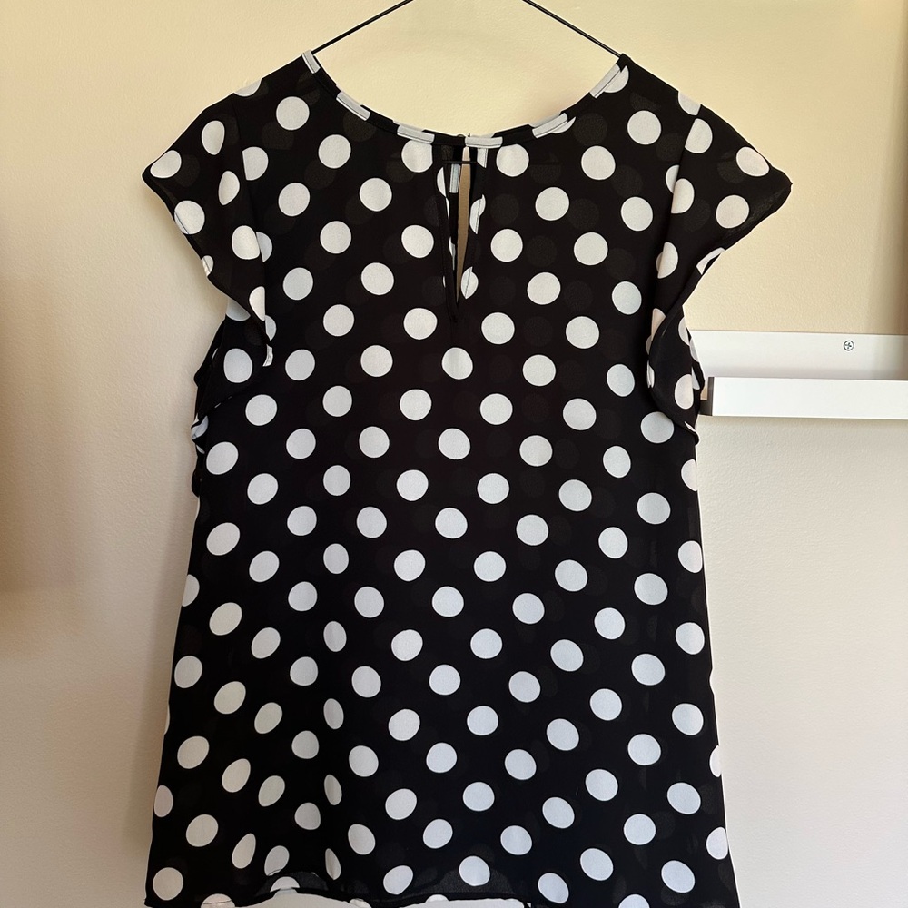 Ann Taylor Black and White Polka Dot Top